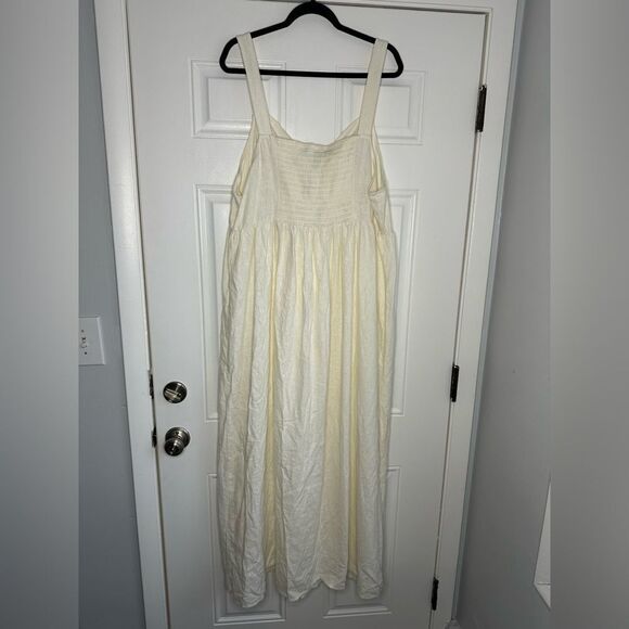 NWT ELOQUII Elements Women's linen blend Tie Front Tank Dress size 20 white maxi - Picture 4 of 7